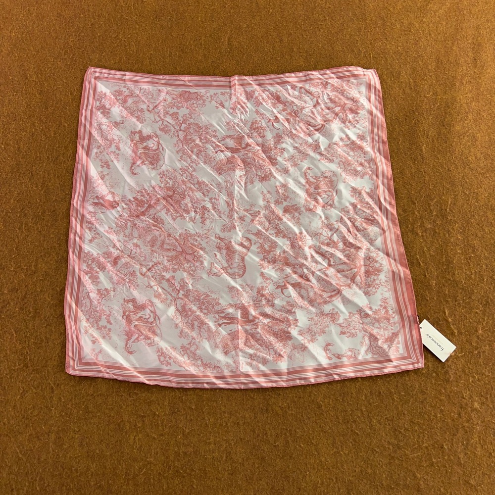 Francesca's Womens OS Pink Floral Toile Print Square Neck Scarf NWT